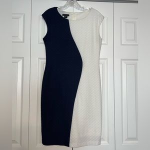 Metaphor Two Toned Navy & White Textured Dress Size 6